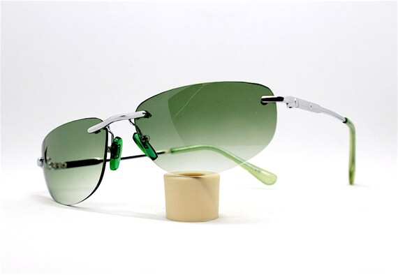 Rectangular oval rimless sunglasses for men and w… - image 8