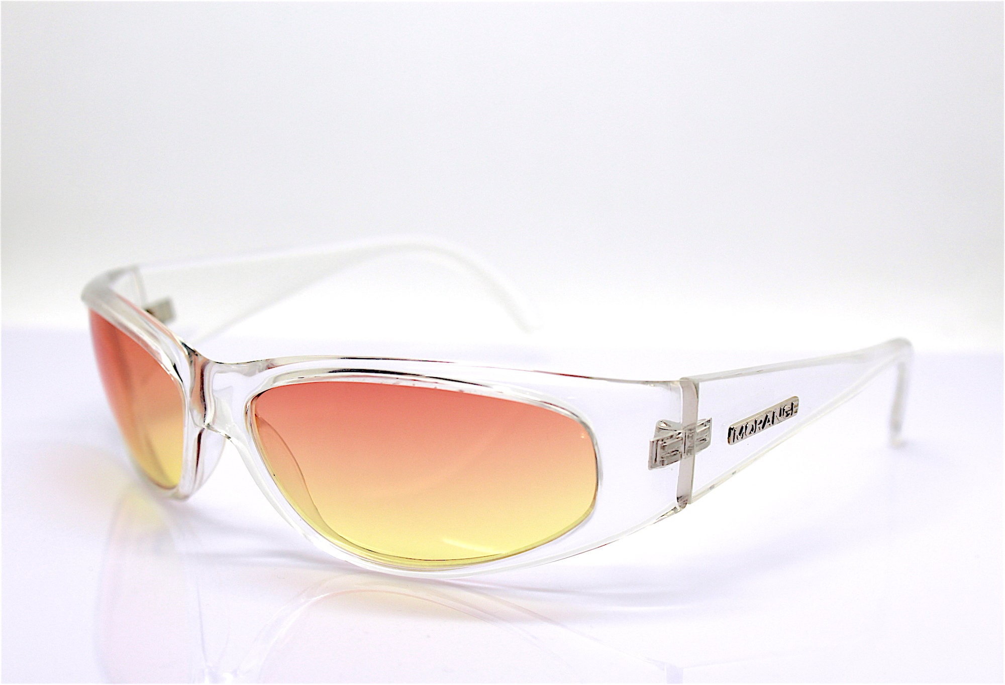 Made in Italy Wrap sunglasses men rectangular oval transparent yellow