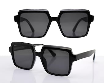 Pluton Fidela Sunglasses Black Square Full rim Made in France‎ H7144 Pluton Fidela Sunglasses Black Square Full Rim Made in  main image 4