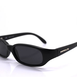 Made in Italy Small size rectangular sunglasses men matt black frame black lens vintage 90s, Small rectangular black sunglasses for men