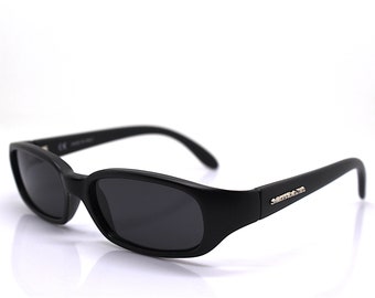Made in Italy Small size rectangular sunglasses men matt black frame black lens vintage 90s, Small rectangular sunglasses for men black