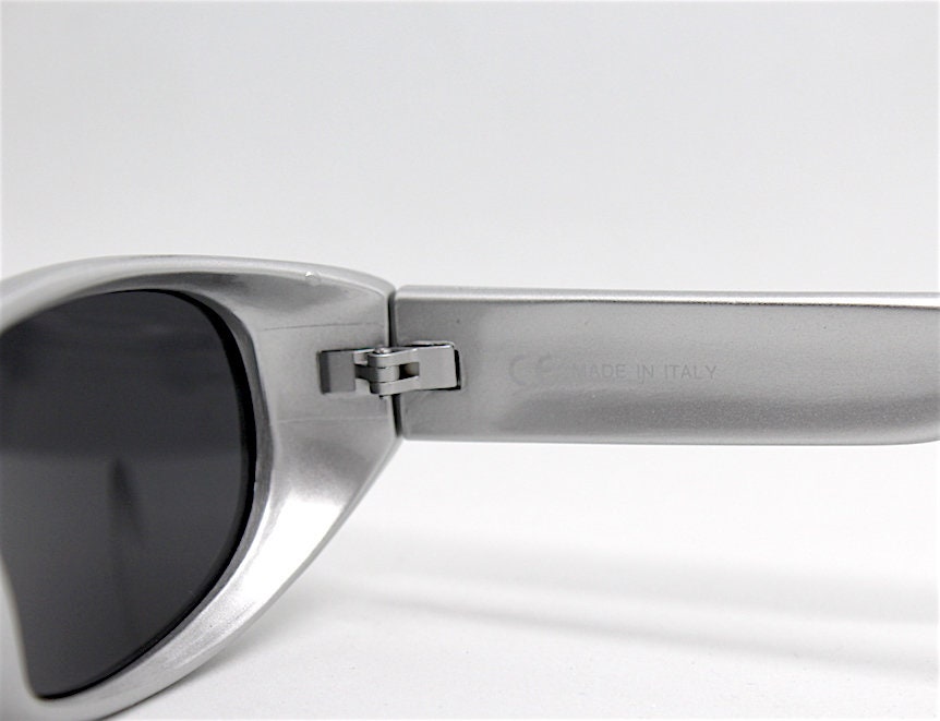 MADE IN ITALY men's rectangular sunglasses matt gray metallic vintage ...