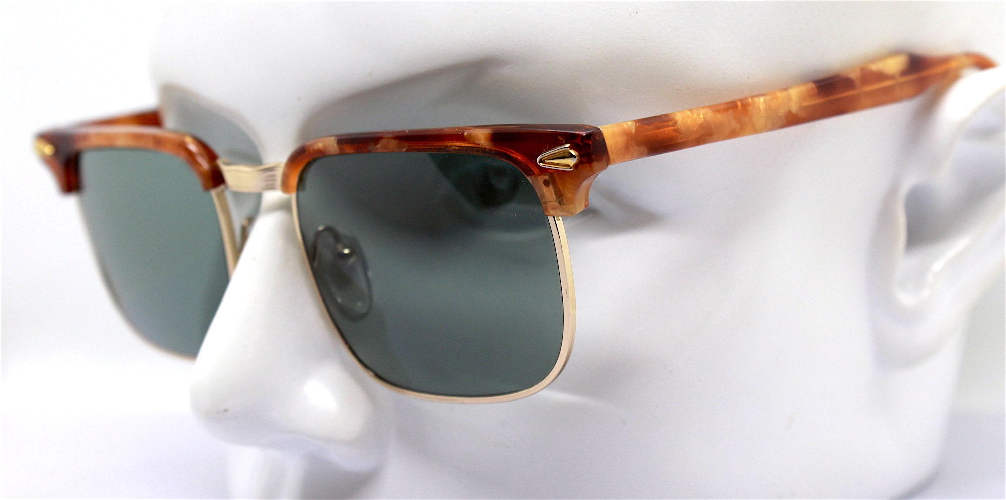 Occhiali da sole uomo donna vintage rettangolare maculato marrone, sunglasses man woman rectangular brown spotted, Italian Style - Italia