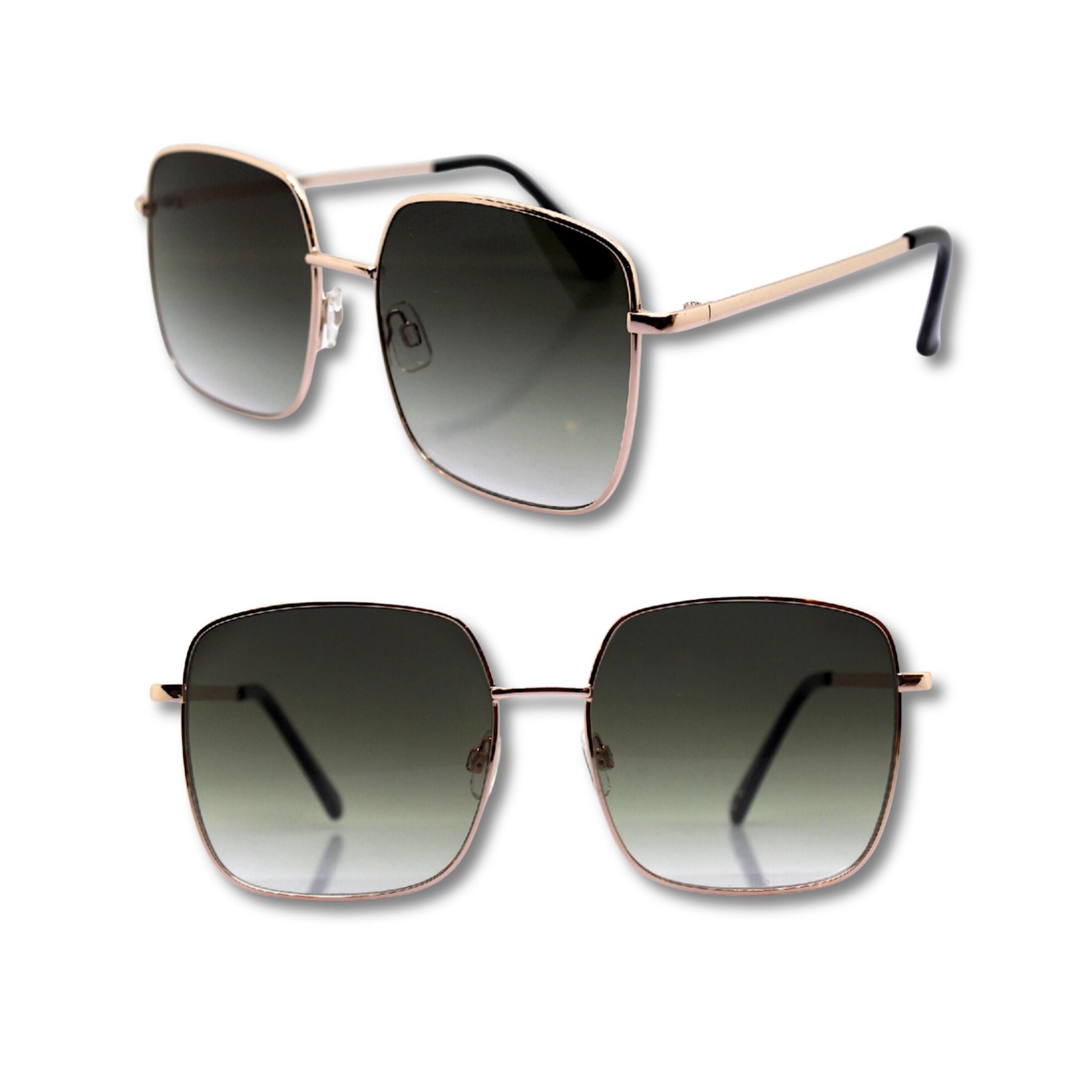 Vintage Oversized Square Sunglasses For Women Retro Metal & PC Frame UV400