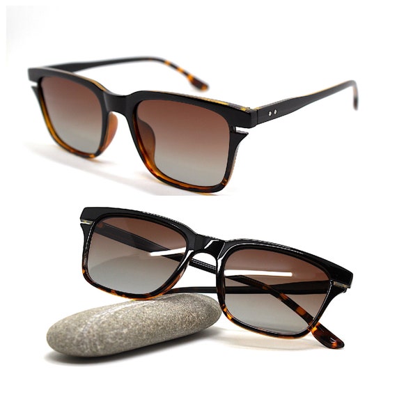 Square rectangular classic sunglasses man black b… - image 5