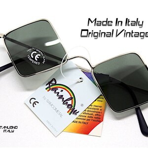 MADE IN ITALY Vintage sunglasses hippie hipster rhomboid harlequin style gold silver sunglasses metal gold silver rhomboid harlequin
