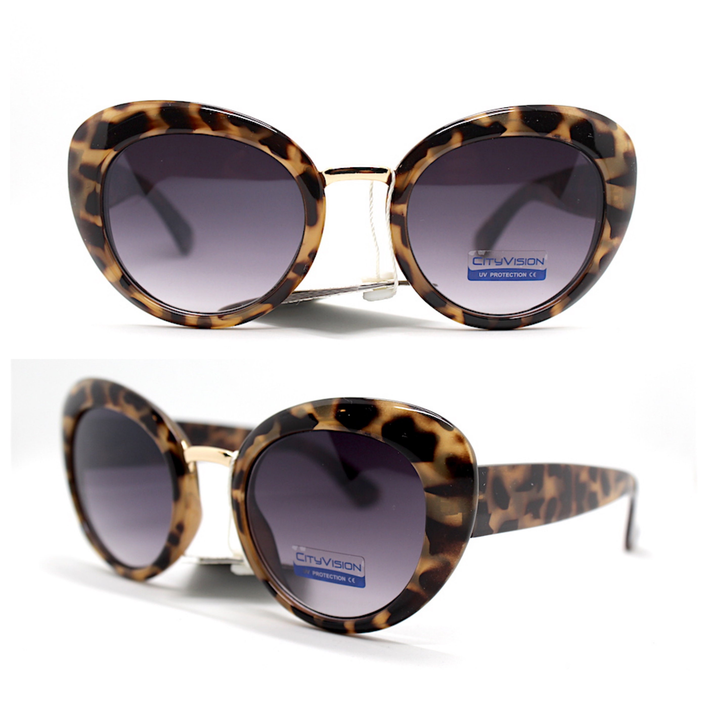 Occhiali Da Sole Donna EASON Eyewear, Occhio Di Gatto Nero Con Cristalli, Lenti Sfumate Antiriflesso, UV400