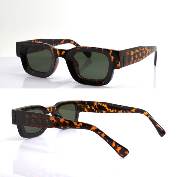 Small square rectangular Sunglasses man woman tor… - image 8