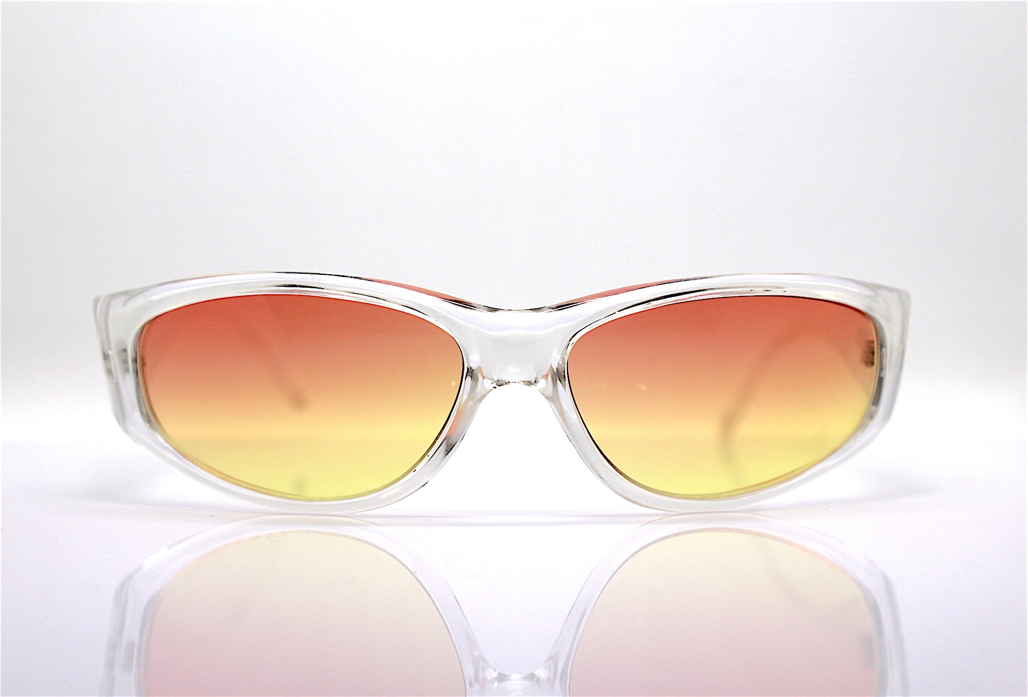 Made in Italy Wrap sunglasses men rectangular oval transparent yellow