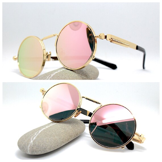 Round Sunglasses Men and Women, Retro Round Oval Rose Gold  display picture 3