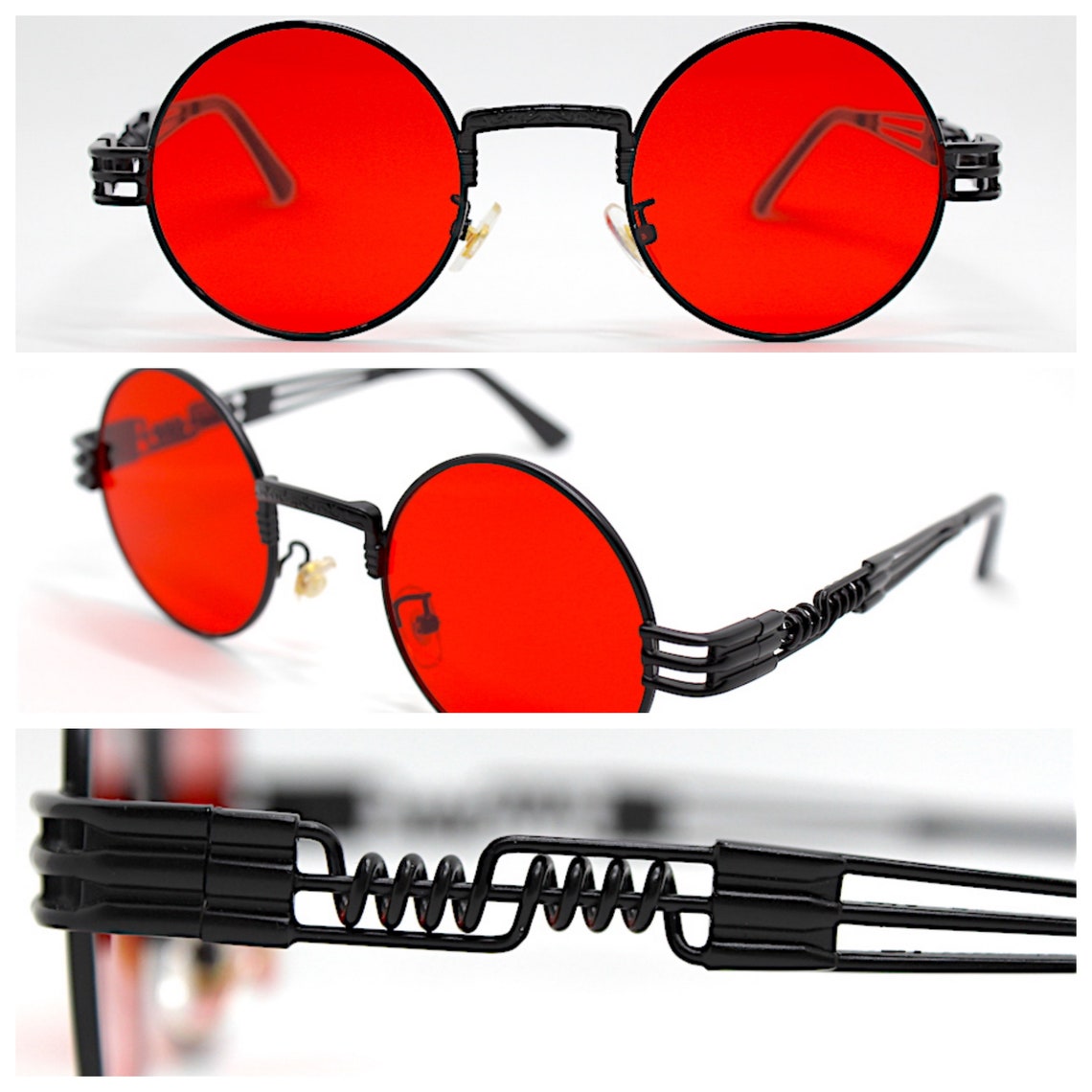 ROUND SUNGLASSES STEAMPUNK for Man and Woman Metal Black Frame With