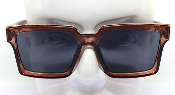 Classic oversize square sunglasses man woman tran… - image 9