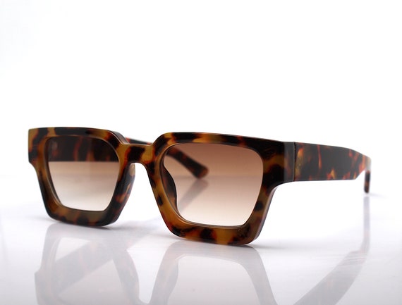 Rectangular square faceted sunglasses man woman s… - image 6