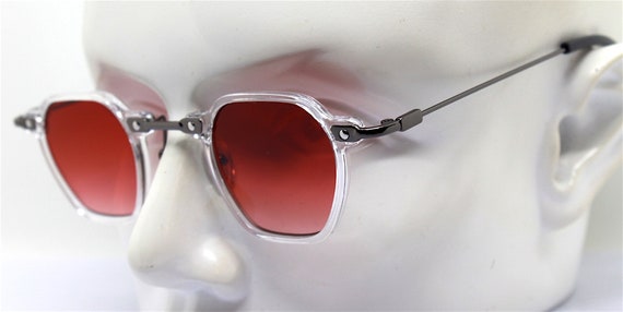 Small squared octagonal sunglasses man woman tran… - image 6