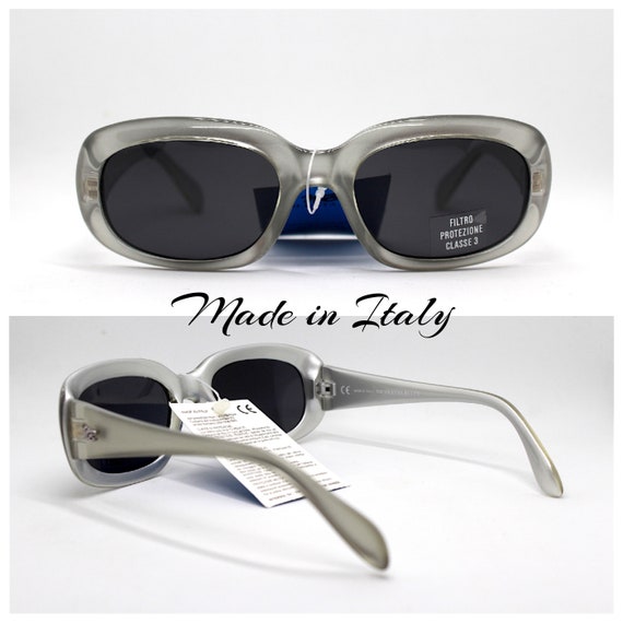 MADE IN ITALY Rectangular Oval Sunglasses Woman Frame Silver - Etsy