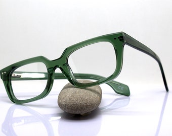 Gafas rectangulares clásicas montura óptica transparente montura de acetato verde esmeralda retro vintage estilo Hipster gafas de calidad de los años 50 y 60