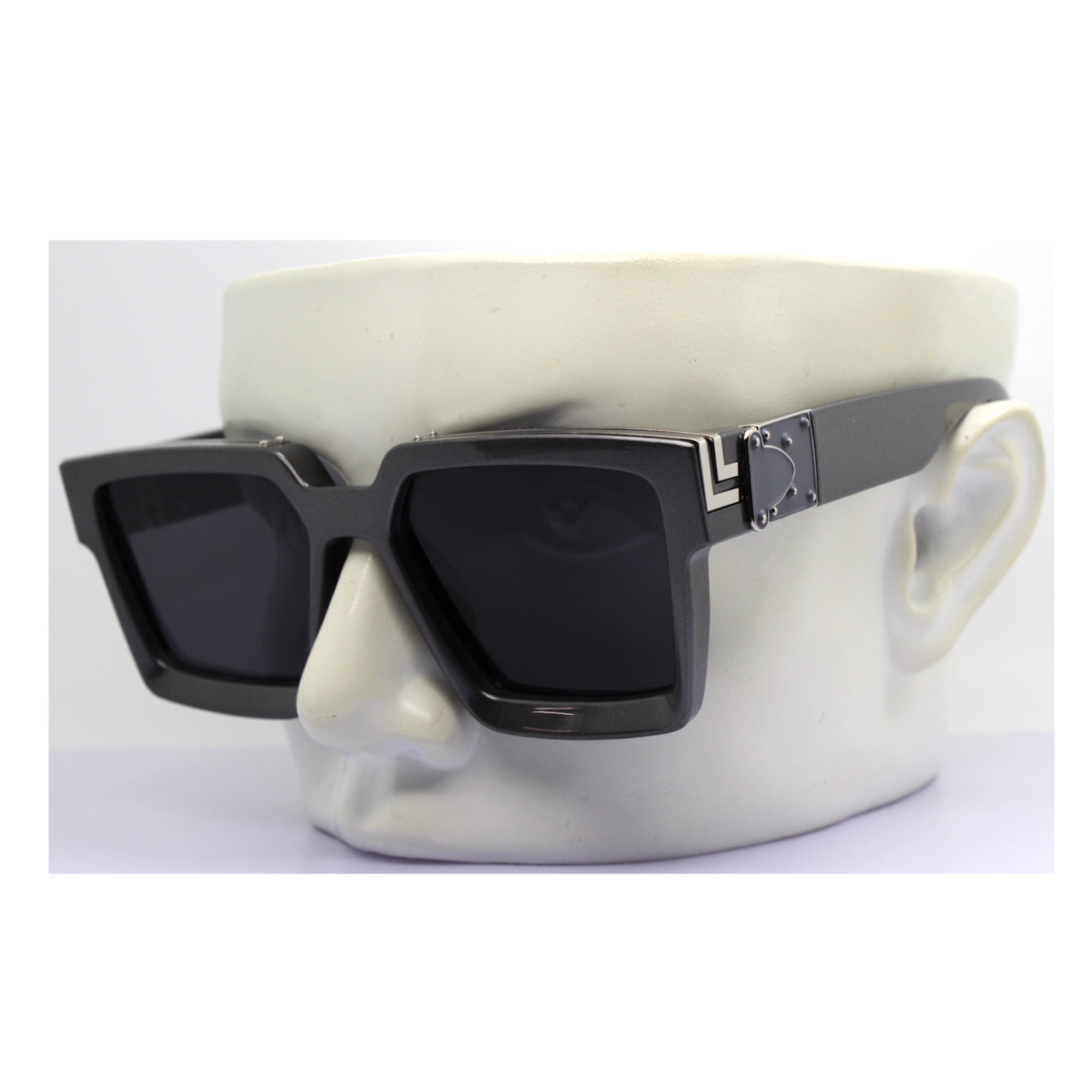 Oversize Sunglasses Man Woman Big Square Dark Gray Gunmetal Frame Black Lens Tattoo Rap Hip Hop Style Fashionable Thick Frame Glasses Etsy Canada
