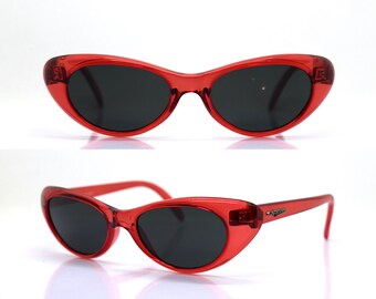 Transparent Red Vintage Small Cat Eye sunglasses Vintage Red Sunglasses Slim Cat Eye Frame Y2K Retro Style  main image 3