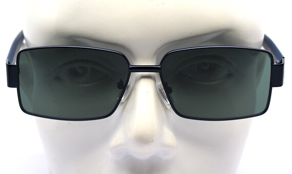 Faceted rectangular geometric sunglasses man blue… - image 3