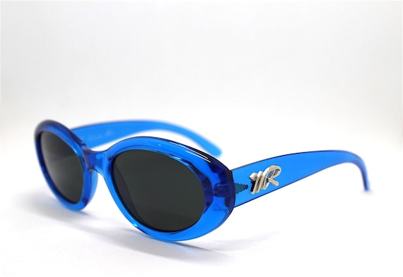 MADE IN ITALY Oval Sunglasses Woman Transparent Blue Frame  display picture 1