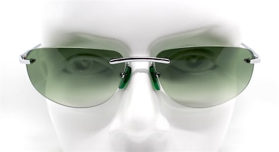 Rectangular oval rimless sunglasses for men and w… - image 1
