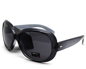 REDFLOWER italian style oval square cat eye oversize wrap sunglasses woman transparent gray frame black lens vintage boho hippy alien y2k
