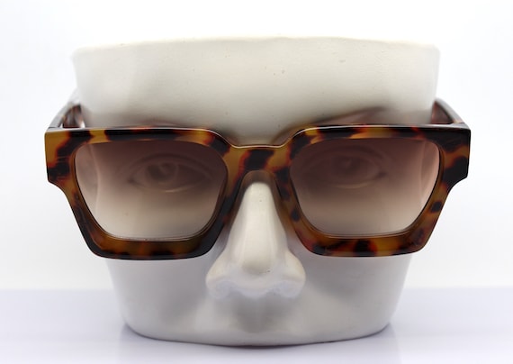 Rectangular square faceted sunglasses man woman s… - image 1