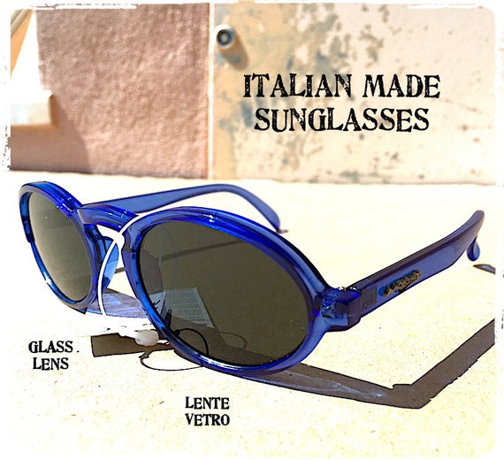 Made in Italy Classic Oval Round Sunglasses Man Woman Transparent