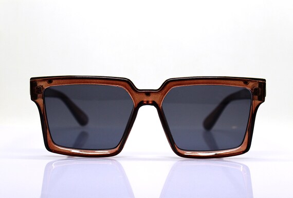 Classic oversize square sunglasses man woman tran… - image 4