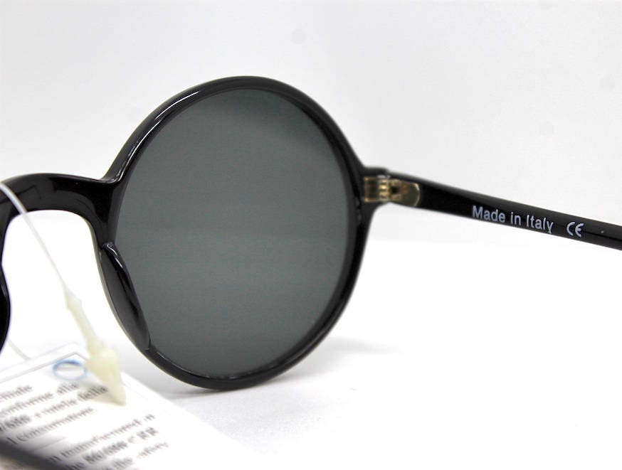 Made in Italy Round Sunglasses Man Woman Glossy Black Frame - Etsy