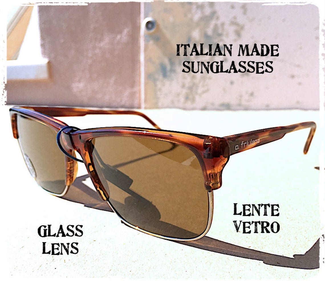 MADE IN ITALY Classic Sunglasses Man Rectangular Square Honey Brown — free download
