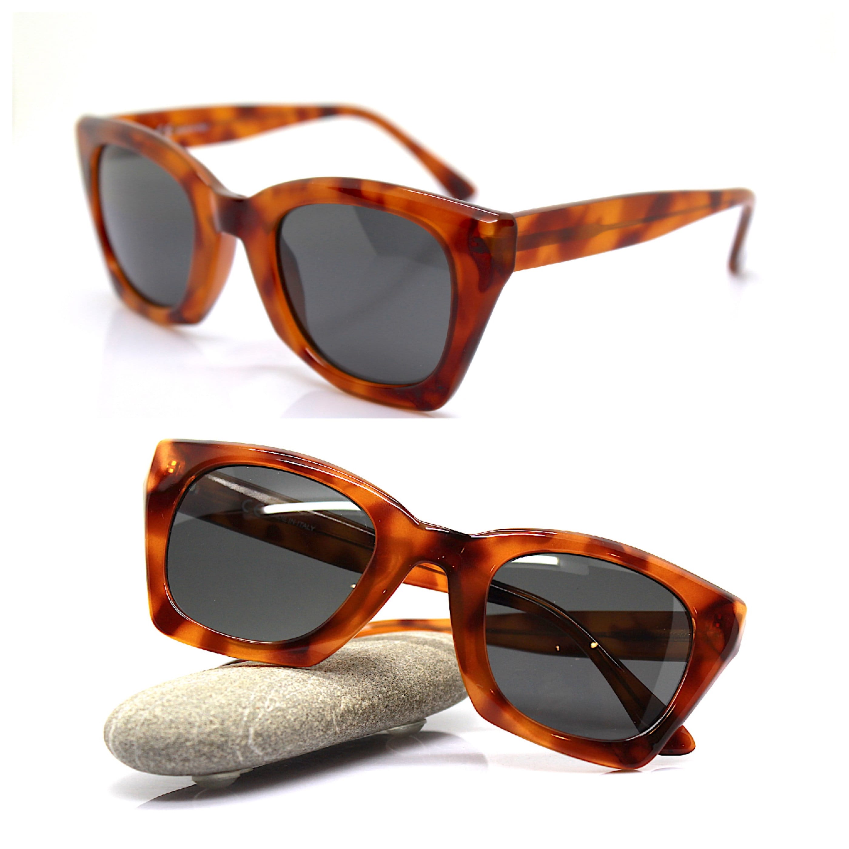 MADE IN ITALY square classic sunglasses woman acetate tortoise blonde