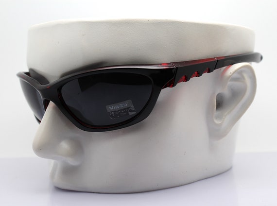 Sporty faceted rectangular wrap men's sunglasses … - image 3