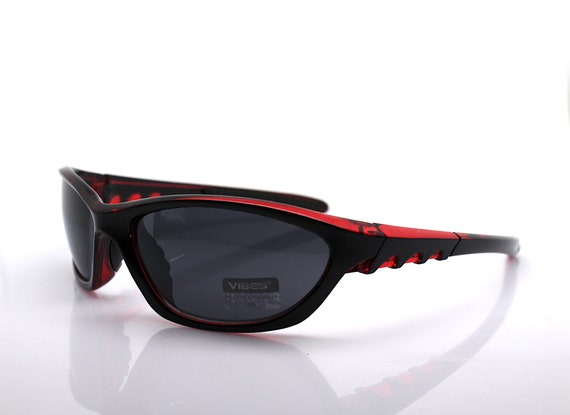 Sporty faceted rectangular wrap men's sunglasses … - image 6