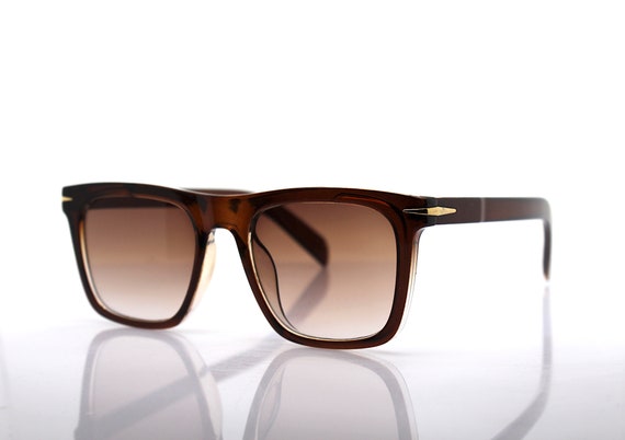 Square classic sunglasses man brown frame gradien… - image 4