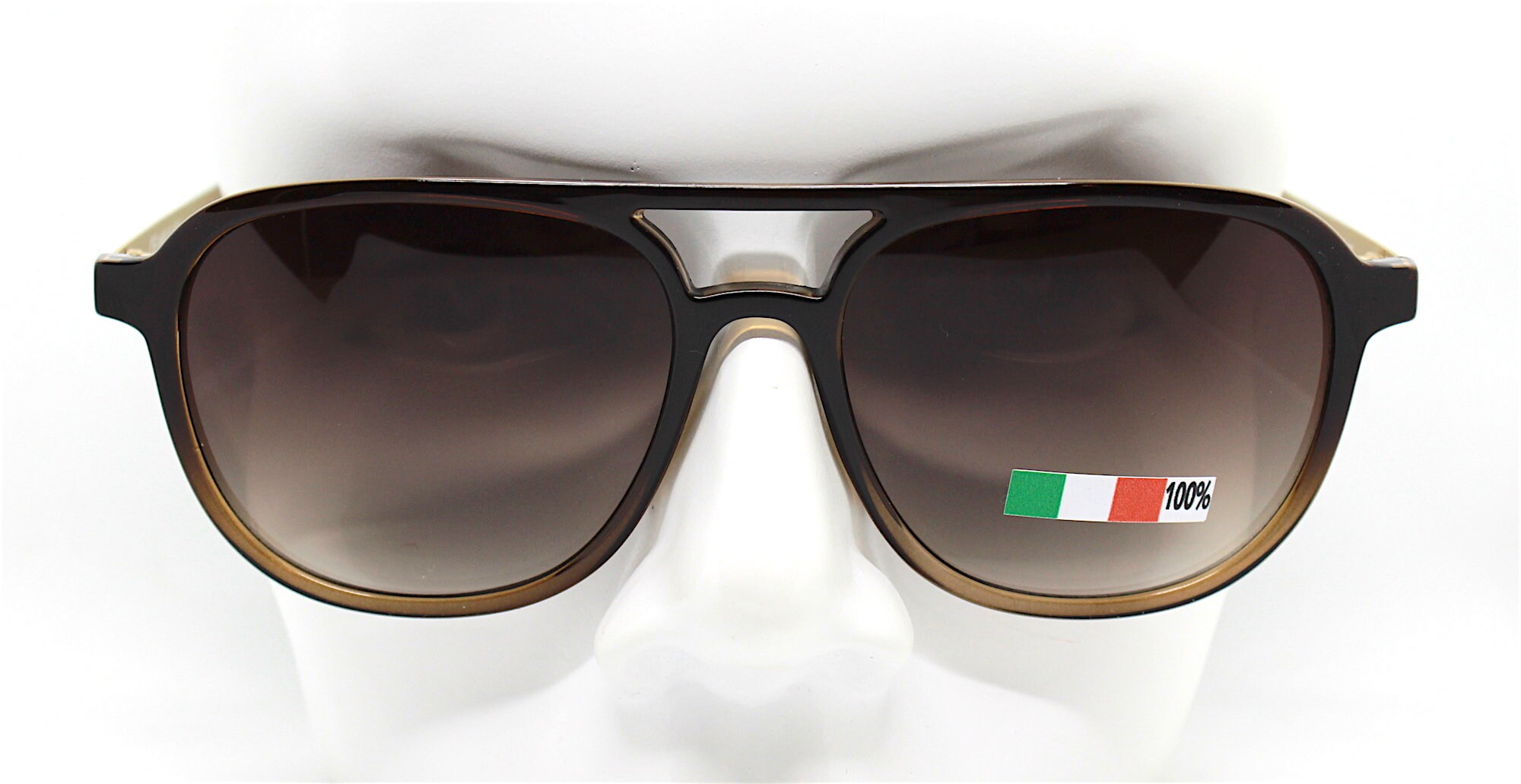 MADE IN ITALY man sunglasses square aviator pilot gold brown classic