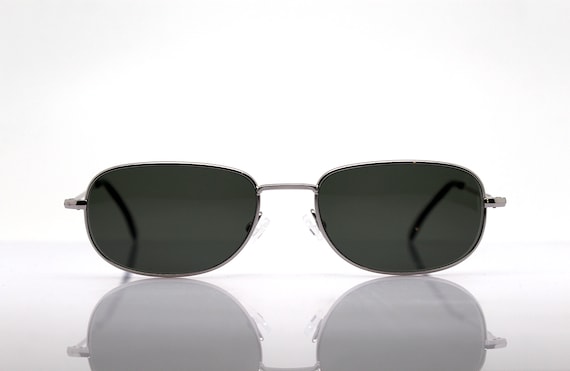 SMALL SIZE SUNGLASSES man rectangular oval silver… - image 9