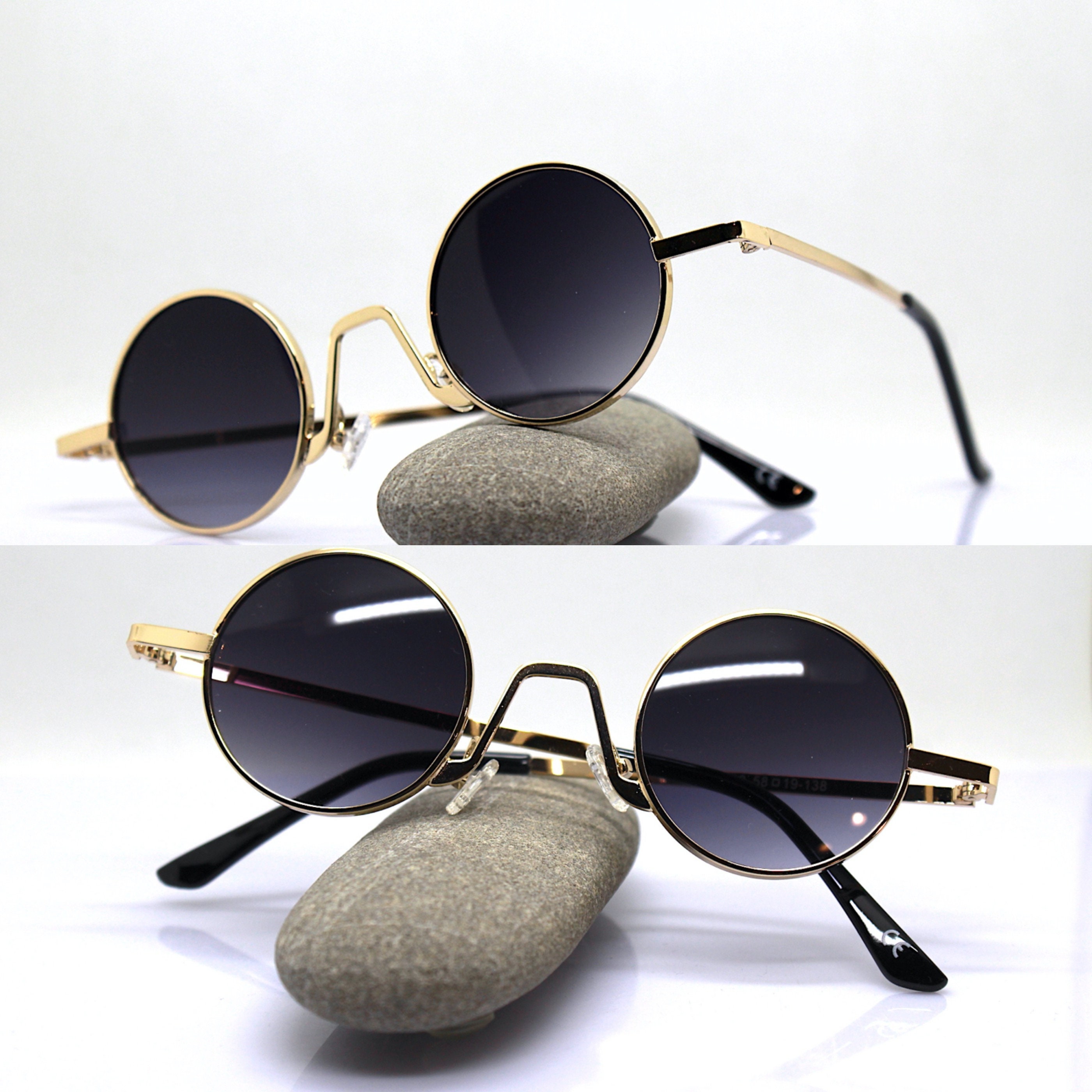 Photect Vintage Sonnenbrille Metallrahmen Runde Sonnenbrille Klein Retro  Kreis Hippie Brille für Männer Frauen (Gold, Rot) : : Fashion