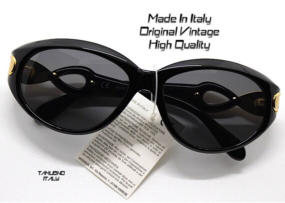 Oval Sunglasses for Women, Cat Eye, Black, Gold Insert  display picture 1