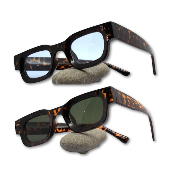 Small square rectangular Sunglasses man woman tor… - image 1