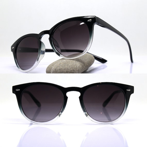 Classic round oval sunglasses man woman black tra… - image 1