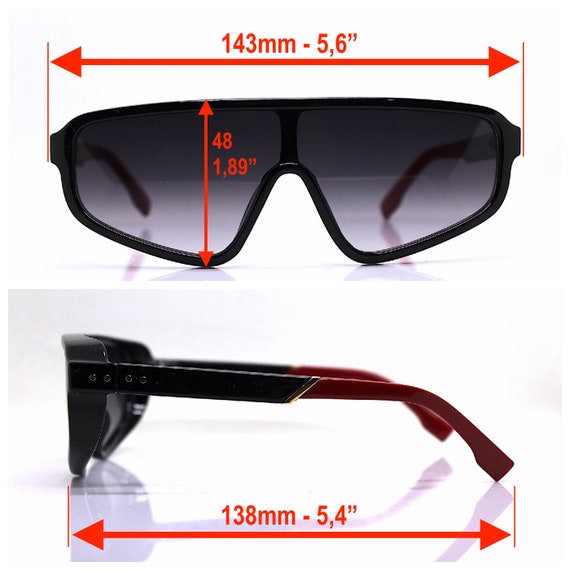 Mask oversize triangular rectangular sunglasses m… - image 4