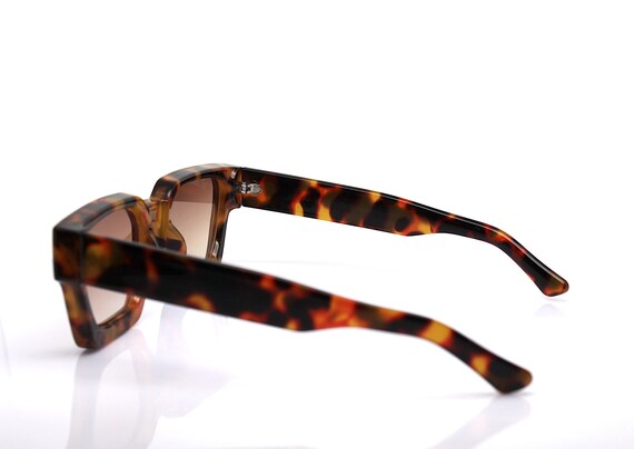 Rectangular square faceted sunglasses man woman s… - image 8