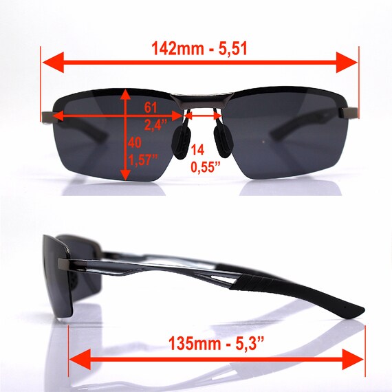 Rectangular wrap semi-rimless sunglasses man blac… - image 3
