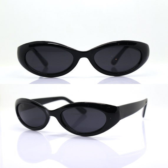 Classic low oval cat eye rectangular sunglasses w… - image 2
