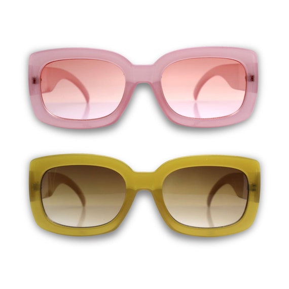 WOME'S SUNGLASSES squared rectangular frame recyc… - image 1