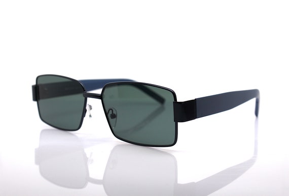 Faceted rectangular geometric sunglasses man blue… - image 6