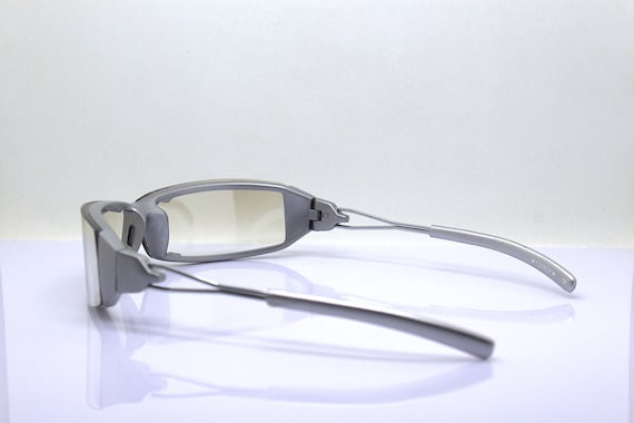 Wrap low rectangular sunglasses man gray silver f… - image 6