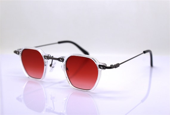Small squared octagonal sunglasses man woman tran… - image 1