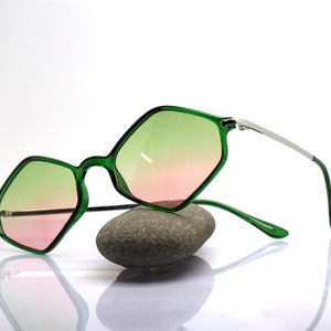 Hexagonal Diamond Rhombus Sunglasses Woman Man Transparent  display picture 3